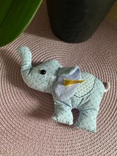 ? Steiff Greifling Rassel Elefant Trampili blau gemustert 235825 ? selten?rar