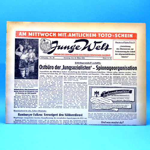 Junge welt 1954 - welt, 16.03.1954