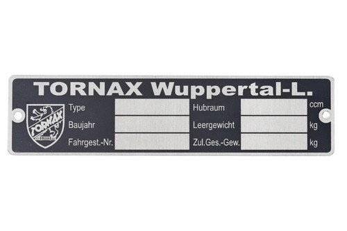 Typenschild tornax - typenschild,