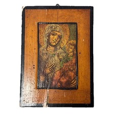 Alte holzikone maria - mit, jesus