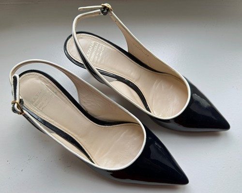 Dunkelblaue lack slingpumps - dunkelblaue, lack-slingpumps