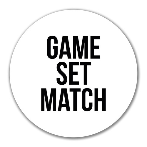 Aufkleber game set match - game,