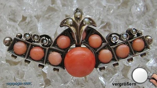 Korallenbrosche silber brosche - korallenbrosche,