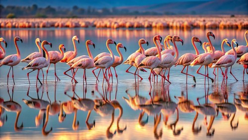 Wandbild flamingos lake - wandbild:, am