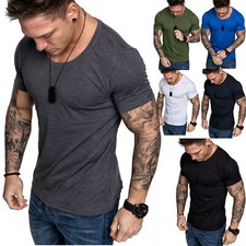 Oversize Herren Slim-Fit Crew Neck Basic T-Shirt Rundhals-Ausschnitt 1-0007