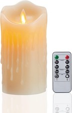 LED Kerzen, LED Echtwachs Kerzen mit Wachstropfen, 10cm Batteriebetriebenes