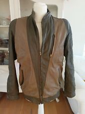 Vintage Herren Lederjacke 70er Jahre grün grau Gr. 50 S/M