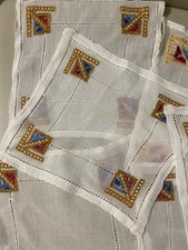 6 Antike seiden Leinen Hand