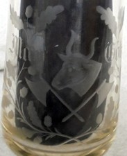 ALT Bierkrug Glaskrug Zunftkrug Metzger geschliffen um 1900 Krug Sammelkrüge