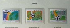 Fußball WM USA 1994 Malta 3 Briefmarken Landkarte, Tornetz, komplett postfrisch