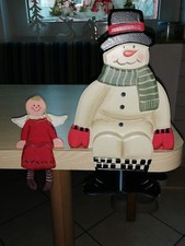 Weihnachten Deko Kantenhocker Holz Schneemann Engel