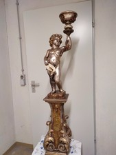 Große Holz Engel Putte Geschnitzt Antik ,Blattgold,.125 Cm Hoch