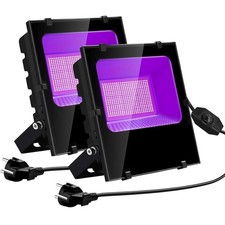 OTeedo 2er Schwarzlichtstrahler mit Stufenlos Dimmbaren Schaltsteckern 300W LED