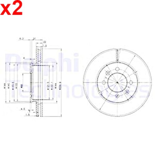 Delphi bremsscheibe für - 2x,
