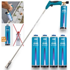Abglammgerät Unkrautbrenner + 4x 336g Gas Kartuschen Unkraut Vernichter Brenner