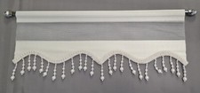 Scheibengardine creme Perlen Gardine Vorhang Kaffeehausgardine Tunnel Barock