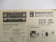 BECKER AVUS UML  UMK  ab Nr. D