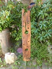Stele Skulptur Holz Eiche Unikat 105 cm hoch Kunstobjekt Gartenstele Deko