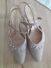 Peter Kaiser Sling Back Pumps Sandale Swarovski 4 1/2 38 Leder Natur