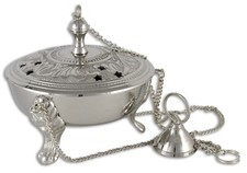 Weihrauchschwenker Messing vernickelt mit Kette AN10-488 Weihrauchgefäß