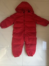 Schneeanzug,Mädchen, Daunen, Gr.110,rot, mit Kapuze Und Gürtel.