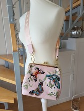 Anuschka - wunderschöne rosa Umhängetasche, handbemalt, Leder, Schmetterlinge