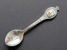Sammlerlöffel Souvenirlöffel aus Dänemark - Langeland - Versilbert, L. 10 cm