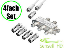 4-fach TV Verteiler Set Kabel Koax Adapter Splitter BK Kabel-TV DVB-C HD Digital