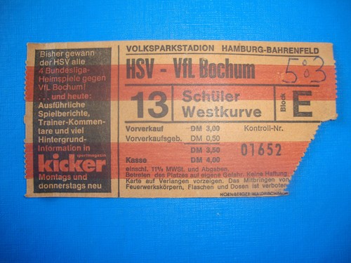 Ticket hsv hamburger sv - 75/76,