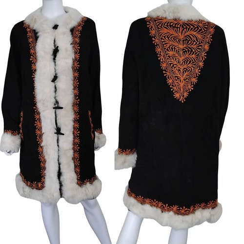 Vintage black suede suzani - vintage,