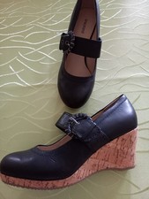 Graceland Damen High Heels  Gr. 39  schwarz mit Keil-Korkabsatz 7 cm