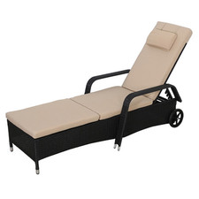 Rattan Loungeliege verstellbar Sonnenliege Polyrattan Lounge Gartenliege Schwarz