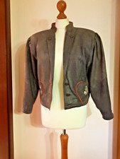 Echtes Leder braun kurze Lederjacke speckig retro Trachtenjacke Jacke Gr. 38