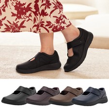 FitVille Weit Senioren Schuhe Damen Leder Mary Jane Halbschuhe Klettverschluss