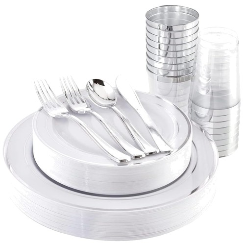 Silber kunststoff geschirrset - kunststoff,