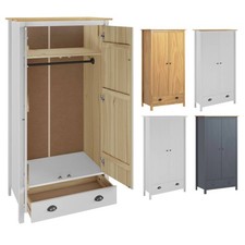 Kleiderschrank mit 2 Türen Kiefernholz Garderobenschrank Holzschrank Schrank Neu