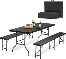 Klapptisch Gartentisch Rattan Buffettisch Campingtisch klappbar Bank Sitzgruppe