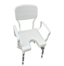 Rebotec Duschstuhl Nizza mit Rückenlehne Armlehnen Hygieneausschnitt bis 130 kg