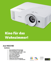 TOP High End Full-HD Beamer ACER H6521ABD@3.500 AnsiLumen@Flüsterleise@1920x1200
