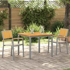Gartenstuhl grau massiv Akazienholz 56 x 57 x 87 cm Outdoor Holzsessel 2 Stück