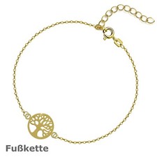 ECHT GOLD *** Fußkette Fusskettchen 24-27 cm, Lebensbaum