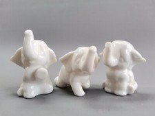 weiße Porzellan Elefanten 3er Set Figur H= 5-6,5 cm Deko Tierfigur