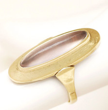 Älterer Damenring 8 Karat 333 Gold Gelbgold Rosenquarz 3,40 g Gr. 51