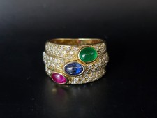 Ring Masterpiece Rubin Saphir Smaragd Brillant 750 Gold Ring Größe 49 (15,6 mm Ø