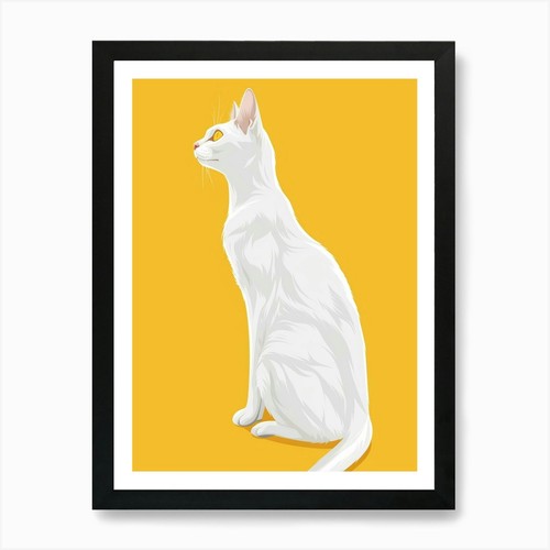 Weiße katze auf gelbem - weiße,