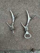 Flaschenöffner & Korkenzieher Set – Hirschgeweih-Design, massiv, Metall