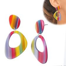 bunte Retro Ohrhänger Statement Ohrringe 70er Jahre Style Disco Boho Fasching