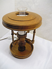 Vintage Tischlampe Holz Tischleuchte mit Glaszylinder Landhaus Stil Retro Lampe