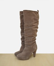 schicke Varese Wildleder High-Heel Stiefel Gr. 36 Used Look geraffte Schäfte