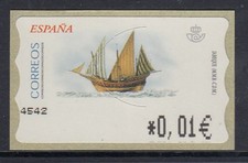 Spanien ATM Schiff Schebecke Gitano, Wert in € 4-stellig schmal, Mi.-Nr. 86.1